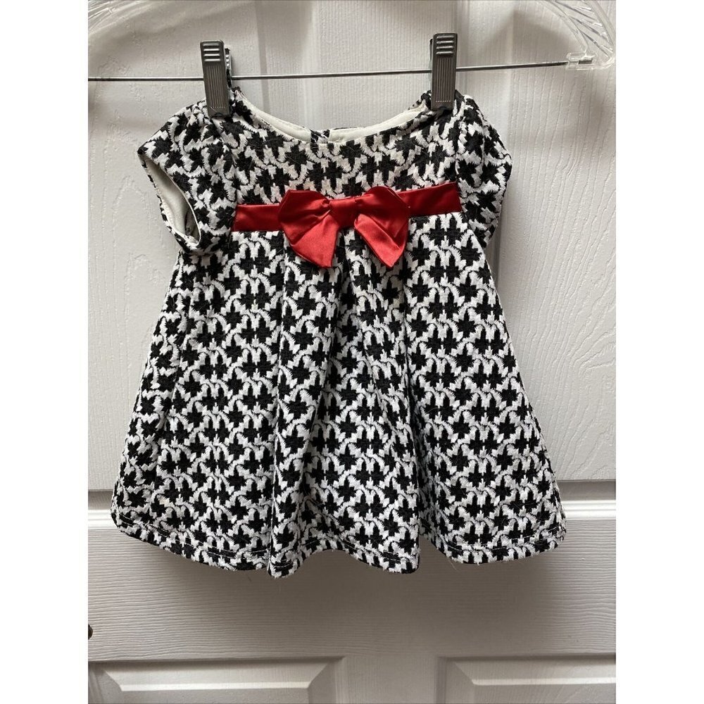 h  NANNETTE black geometric cap sleeve dress 6/9mo